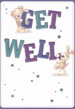 Vivid and uplifting, this get well card brings a sense of playful optimism right to the heart of Twickenham's leafy streets. An adorable teddy bear and an enthusiastic puppy engage joyfully with the card's bold, colourful 'Get Well' text-each character balancing the letters as if caring for the message itself. The rich indigo and teal tones of the wording shine confidently against a creamy, uncluttered backdrop, reminiscent of bright afternoons in the gardens near Marble Hill Park. Wisps of blue and purple starlight are sprinkled throughout, giving a dreamy sense of magic and hope. The bear's downy fur and the puppy's floppy ears enhance the card's gentle, inviting vibe, creating tangible comfort that mirrors the effect of a thoughtfully chosen Twickenham floral bouquet. The composition radiates kindness, tranquility, and a playful energy, turning the act of sending a card into a genuine gesture of support and positivity for loved ones on the mend.